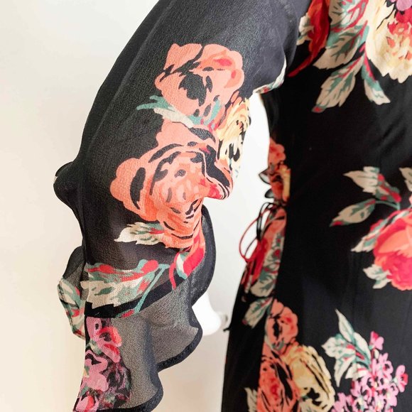 Lauren Ralph Lauren Silk Chiffon Floral Wrap Dress - Picture 3 of 8